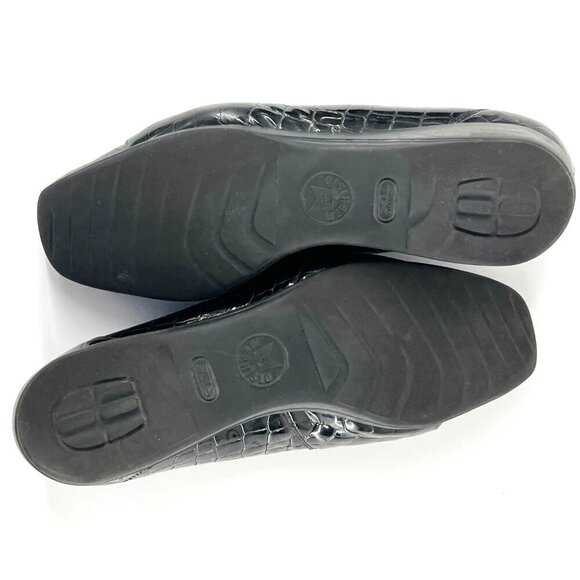 Mephisto Celka Croc Emboss Patent Black Leather Wedge Slip On Loafers Size 9.5 - Picture 9 of 15